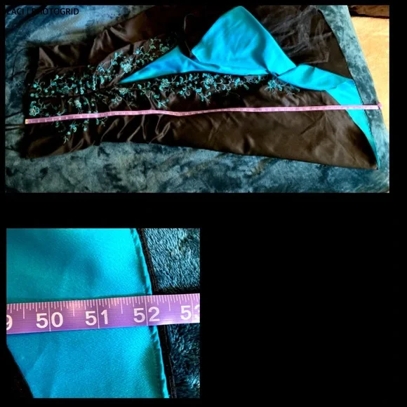 Beaded Embroidered Corset Formal Blue Black Tulle - Picture 13 of 16